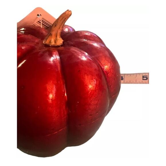 PUMPKINS Lot Of 2 Adorable Little Shiny Orange Pumpkins - Picture 5 of 9